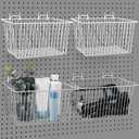 Sieral 4 Pack Pegboard Baskets, Pegboard Hooks Assortment Various Tools Storage, Pegboard Parts Storage System Peg Board Workbench Metal Wire Shelves for Organizing Hardware Attachments