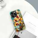 DAIZAG Case Compatible with iPhone 15 Pro Max,Glossy Durable Shock Protection Cover for Girl Women,Orchid Flower Stained Glass
