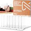 Acrylic Shelf Dividers for Closets - Clear Shelf Dividers for Wooden Shelves & Linen Closet Organizer - Sturdy and Easy Set-Up Closet Dividers (20-Pack)