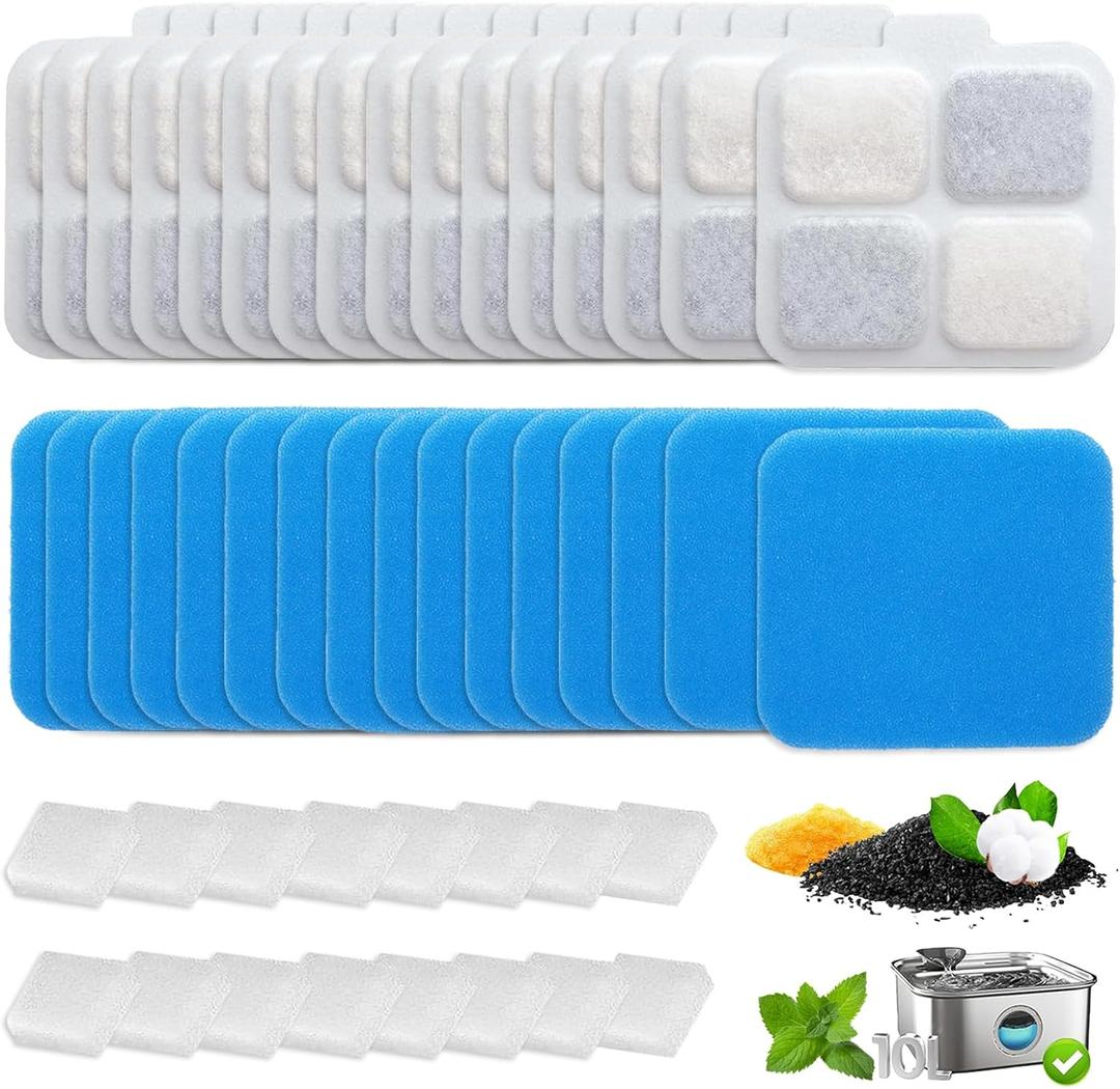 12-Pack Dog Water Fountain Filter Compatible with Oneisall PW07SAU 10L/2.64Gal，12 Filters, 12 Pre-Filters & 12 Pump Sponges - High-Performance Multilayer Filtration，Clean & Safe Drinking Water for Dog