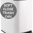 Homie Soft Close, Slim Trash Can 6 Liter / 1.6 Gallon with Anti - Bag Slip Liner and Lid, Use as Mini Garbage Basket, Slim Dust Bin, or Decor in Bathroom, Restroom, Kitchen, or Bedroom (Matte White)