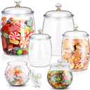 Nuogo 6 Pcs Plastic Candy and Cookie Jar with Lids Decorative Apothecary Jars Candy Buffet Containers Clear Airtight Food Storage Canister Home Decoration(80oz,Classic)