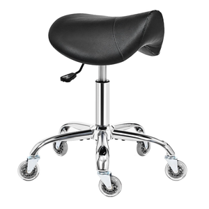 BEWISHOME Rolling Saddle Stool with Wheels, Ergonomic Contoured Seat, Thick Cushioned PU Leather Swivel Chair with Adjustable Height, AllDay Comfort for Clinic, Salon, Tattoo Studio and Home Office