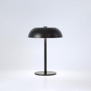 Portable LED Mushroom Table Lamp, 8.46'' Metal Small Cordless Desk Night Light with 5200mAh Rechargeable Battery, Stepless Dimming Lamp with 3 Colors for Bedroom/Bar/Coffee Shop (Black)