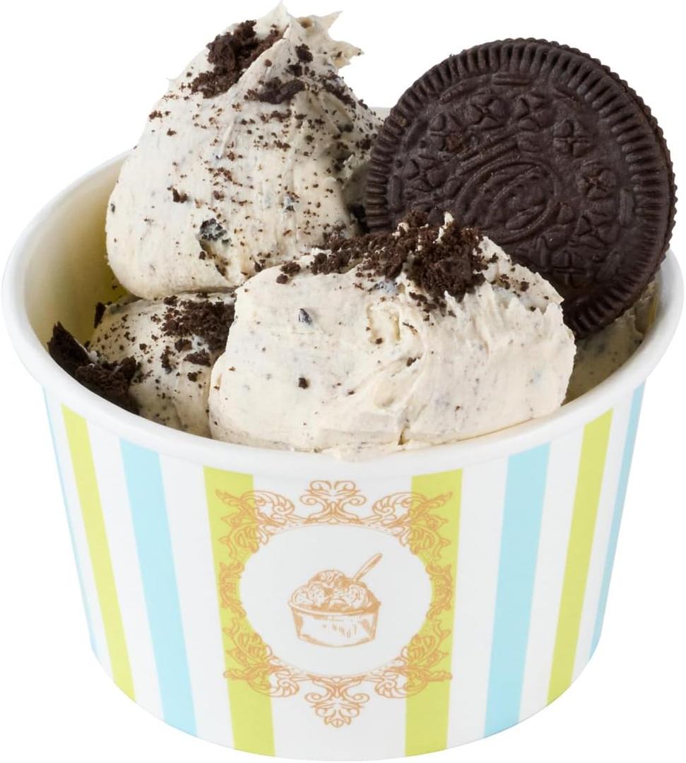 Restaurantware Ice Cream Cups 50 Pack of 8 oz Leak-Resistant Disposable Dessert Bowl Frozen Yogurt Cup Round Paper Container For Cold And Hot Desserts