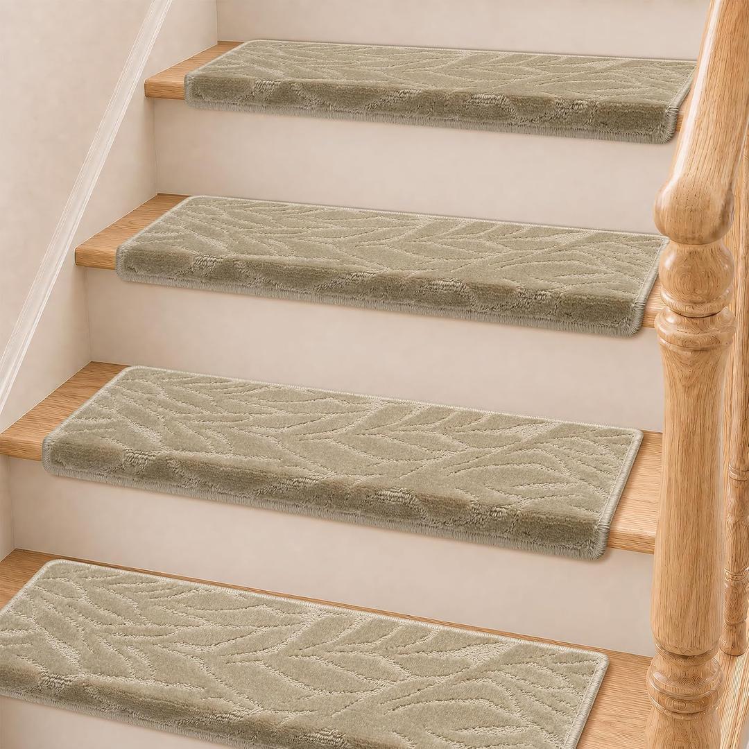 RORA Bullnose Stair Treads for Wooden Steps,Indoor,14Pcs,Beige