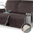 TAOCOCO 100% Waterproof Oversized Loveseat Recliner Cover, Non Slip Split Couch Covers for Reclining Loveseat with Elastic Straps for Kids Pets(Oversized 2 Seater, Chocolate)