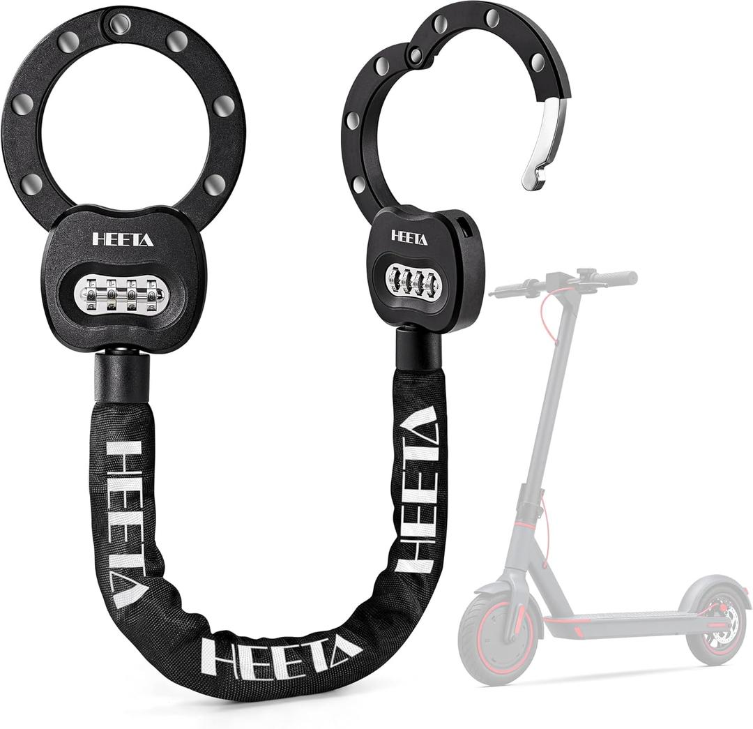 HEETA Electric Scooter Lock Anti Theft, 4 Digit Combination Bike Chain Lock, Heavy Duty Security Bicycle Lock Cable Accessories for E Scooter, E Bike, Motorcycle, Door, Gate & Fence