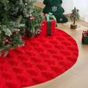 EKOREST Fluffy Plush Christmas Tree Skirt 48 Inches, Solid Red Trees Soft Faux Fur Pencil Tree Skirt, Winter Xmas Tree Mat for Home Party Holiday Decorations