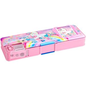 Henoyso Multifunctional Pencil Box for Girls Unicorn Pencil Case with Calculator and Sharpener Cool Cute Pencilcase School Supplies Essentials Back to School Gift Birthday Present for Kids Teens