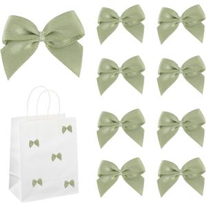 AIMUDI 150 PCs Small Sage Green Bows 1.2'' Satin Bows for Gift Wrapping Mini Bow for Treat Bags Cakes Balloons Gift Boxes Envelopes Wedding Baby Shower Birthday Party Decoration
