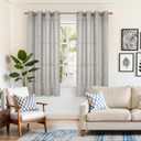 YoungsTex Dark Grey Linen Curtains 63 Inch Length for Living Room Windows, Textured Light Filtering Drapes with Bronze Grommet Privacy for Bedroom, 2 Panels, 52 X 63 Inch
