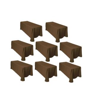 LTC LINENS 8-Pack Rectangular Tablecloths 90 in x 132 in with Rounded Corners - Chocolate Table Cloths for 6 ft Rectangle Tables Floor Length - Polyester Fabric Cloth Table Covers for Wedding, Party