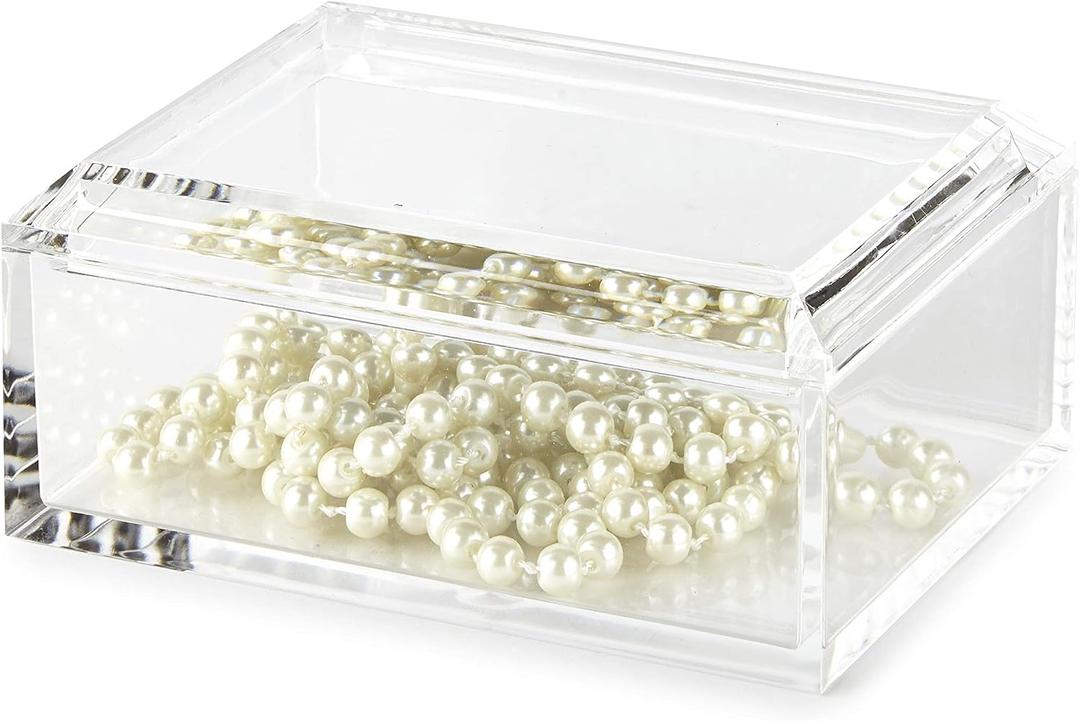 Huang Acrylic Rectangular Jewelry Box with Photo Lid | 5"x7" Multipurpose Storage Box for Keepsakes, Jewelry, Trinkets