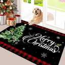 Svepndic 32"x47" Merry Christmas Door Mat Non Slip Welcome Doormat,Winter Xmas Holiday Floor Mat Washable Low Profile Entrance Doormat for Kitchen Indoor Outdoor Christmas Decor