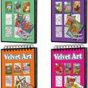 Jetec 4 Pcs Velvet Art Coloring Books Spiral Bound Posters Felt Pages for Kids, After School, Travel, Group Activities, Friends