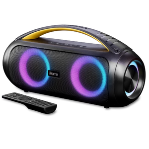iHome Bluetooth Speaker Boombox with FM Radio, Color Changing Lights and Remote Control
