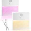 NICKLUC Motion Sensor Night Light: Stick-on Rechargeable LED Warm Night Lights Stepless Dimming 7 Colors Motion Activated Battery Operated Stair Lights Indoor for Staircase Hallway Toilet 2 Pack