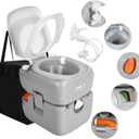 YITAHOME Portable Toilet for Adults, 5.8 Gallon Camping Porta Potty with Carry Bag, Hand Sprayer, Level Indicator, Handle Pump and Leak-Proof, Indoor Outdoor Toilet for RV Travel, Boat, Hiking, Trips