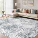 Abstract 12x18 Area Rugs for Living Room: Washable Rugs Blue Grey