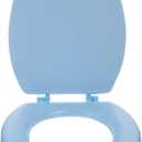 SHINEOFI Elongated Toilet Seat, Blue 18 Inch Padded Toilet Seat, Soft Foam Cushioning Cover Replacement for All Elongated Size Fixtures, Easy to Install Home Bathroom Decor