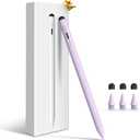 Stylus Pen for iPad, Dual-Tip 13 mins Fast Charge Pencil for Apple, Palm Rejection, Tilt Sensitivity, Compatible w/iPad 6/7/8/9/10, Pro 11/12.9in/M4, Air 3/4/5/M2, Mini 5/6 - Purple