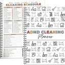 4 x Adhd Cleaning Planner,Household Cleaning Planner, Daily, Weekly And Monthly House Cleaning Schedule And Checklist, Kitchen Bathroom Bedroom Specific Cleaning Schedules