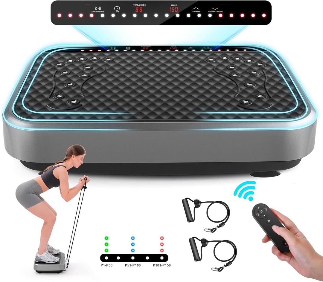 2025 Upgrade Vibration Plate Exercise Machine, Tawom Vibration Plate for Lymphatic Drainage,Whole Body Fitness Platform for Weight Loss,Body Toning,Dynamic Workout Lights,Home Gym Workout