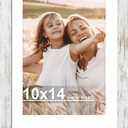 10x14 Picture Frame with Real Glass - 8x12 Wooden Frame with Mat, Horizontal and Vertical Display for Wall or Tabletop (Distressed White, 1 Pack)