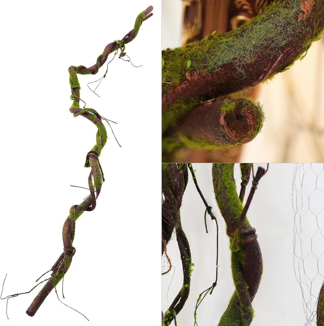 180cm/70.9inch Bendable Realistic Artificial Tree Branches Vines Wall Garden Hanging Plants Fake Rattan Twigs Trunk Cane for Room Wedding Home Habitat Front Door Halloween Wrap Decoration