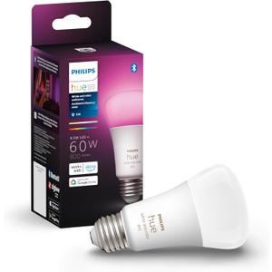 Philips Hue Smart 60W A19 LED Bulb - White and Color Ambiance Color-Changing Light - 1 Pack - 800LM - E26 - Indoor - Control with Hue App - Works with Alexa, Google Assistant and Apple Homekit