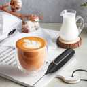 Milk Frother Handheld Battery, Electric Foam Maker Frother Wand, Drink Mixer with Stainless Steel Whisk for Coffee, Matcha, Lattes, Cappuccino Black