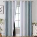Estelar Textiler Stone Blue and Greyish White Ombre Blackout Curtains 90 Inch Length 2 Panels Set, Thermal Insulated Drapes for Bedroom,Full Room Darkening Gradient Curtains for Living Room,52Wx90L