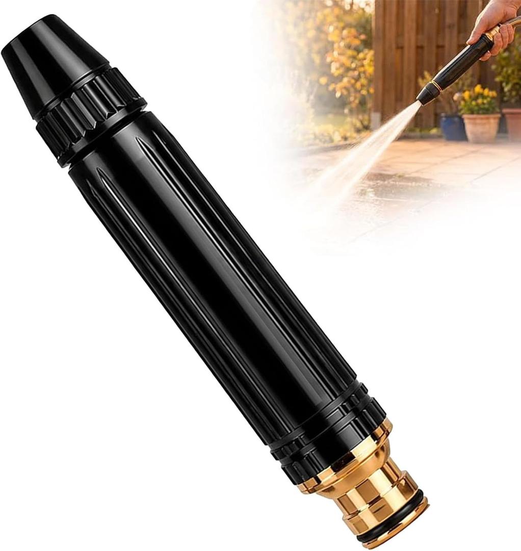 High Pressure Hose Nozzle, All Metal Jet Sweeper Nozzle for Garden Hose, Heavy Duty Adjustable Twist Water Sprayer for Car Wash, Patio, Driveway and Outdoor Cleaning(Pacifier Interface)
