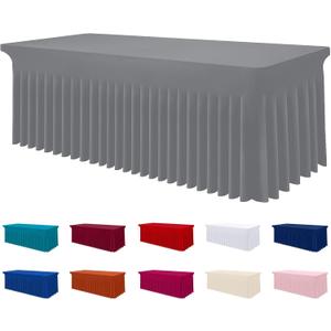 Smiry Spandex Tablecloth, Elastic Fitted Stretch Tablecloth for 6FT Rectangle Tables, Waterproof Washable Table Cover Skirt for Outdoor, Wedding, Banquet & Parties (Grey, 72Lx30Wx30H Inch)