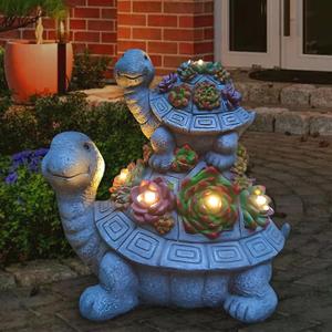 Large Turtle Solar Garden Outdoor Statues with Succulent and 6 LED Lights,Outside Solar Turtle Decor Art for Garden,Home,Lawn,Yard, Balcony Ornament, 10"L x 6.9"W x 10"H