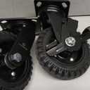 Fixed Heavy Duty Caster Wheel, 8 Inch*2,1000lb Capacity, Black Rim, Solid Rubber, Cast Iron,Outdoor,Flat Free for Carts,Dolly, Workbench,Trolley,DIY Tools