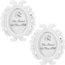 IMIKEYA 2pcs 2x3 White Ceramic Oval Picture Frames - Vintage Tiny Photo Holders for Girly Home Decor - for Weddings Bedrooms and Living Rooms Adorable Miniature Display Stands