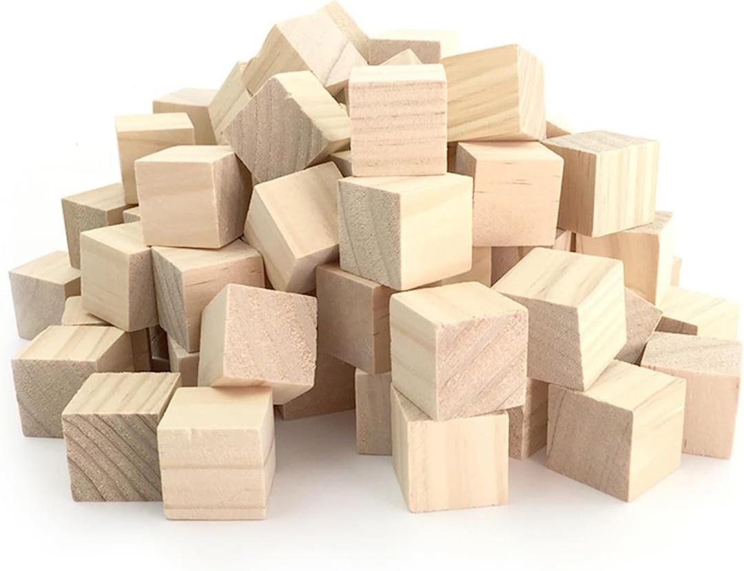 Unfinished Wooden Blocks 1 inch, Pack of 50,Small Wooden Cubes for Arts and Crafts DIY - Photo Blocks- Plain Wooden Blocks