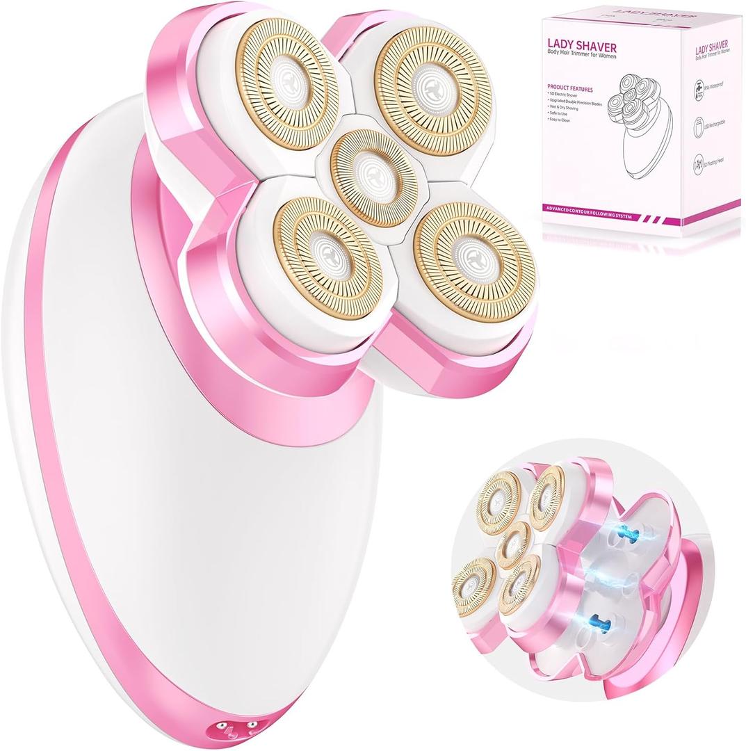 Electric Razors for Women Legs, Upgraded Magnetic Flawless Electric Shaver for Women, Rechargeable Waterproof Women's Electric Trimmer for Arms Legs and Pubic Area (Pink)