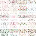 42PCS Merry Christmas Bow Ghost 3D MINI UV DTF Cup Wrap Stickers for 40 OZ Tumbler Keychain Candy Cane Holly Christmas Tree mini UV DTF Cup Wraps for 40 OZ Cups Key Pendant Snowflake Book