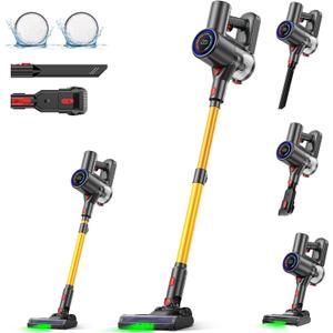 Cordless Vacuum Cleaner, 40KPA/40Mins, LED Display, Lightweight Stick Vacuum with Powerful Suction, Self-Standing, Green Light, Rechargeable Vacuum Cleaners for Home Pet Hair Carpet Hard Floors