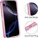 Compatible with iPhone 16 Pro Case with HD Screen Protector, Heavy Duty Shockproof [3 in 1] Clear Phone Cases for iPhone 16 Pro 6.3" (Pink)