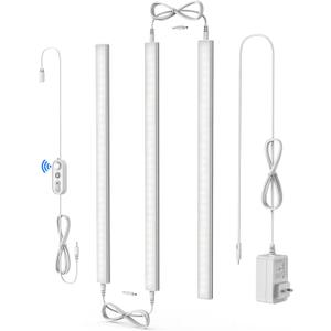 ASOKO Motion Sensor Dimmable Led Under Cabinet Lighting Plug in - 3 Pcs 12 inches Linkable Counter Light Bars, Led Closet Light Daylight White 4500K