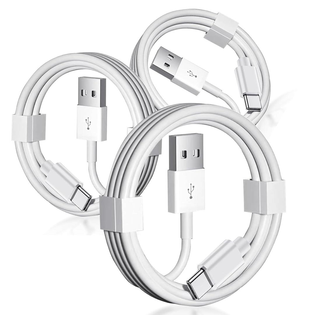 3 Pack iPhone 16 Car play Cable USB A to USB Type C Charging Charger for iPhone 17 Air/16e 16 Plus 15 Pro Max Plus Data Cord, iPad Pro 12.9 10 Gen,Samsung Galaxy Tab A7 A8 A9 S10+ S9 S8 S7 Note 10 S10