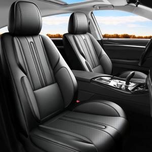 Fit Tucson Car Seat Covers (5 Seats Full Set) Compatible with Hyundai Tucson 2010-2025 2026 - Full Coverage Premium Breathable Leather,Airbag Compatible,Waterproof & All-Weather, Black