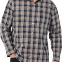 Amazon Essentials Men's Long-Sleeve Slim-Fit Stretch Poplin Shirt (Gold Navy Checked)