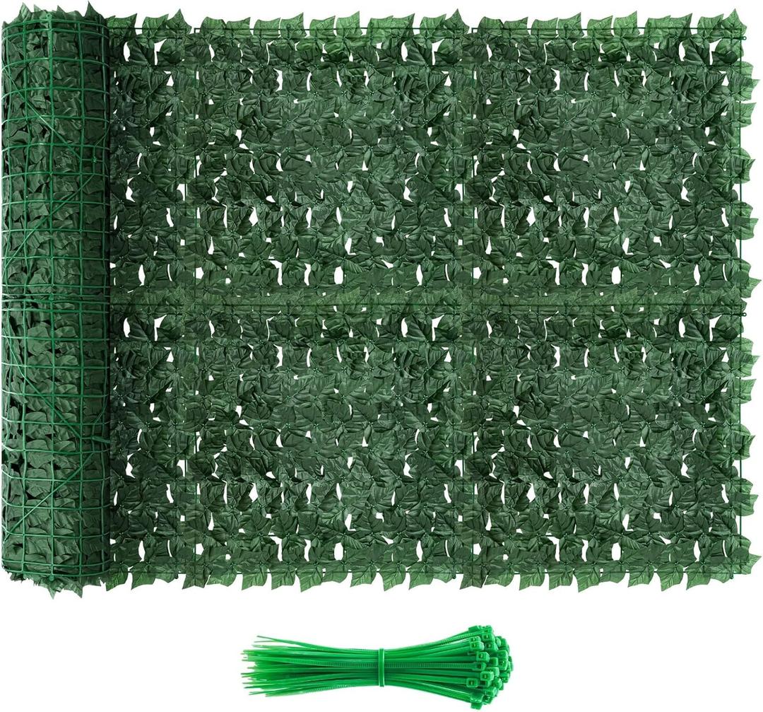 Artificial Ivy Privacy Fence Screen, 120x40 inch Dense Leaf Green Ivy Wall Panel, Super Privacy Greenery Backdrop Faux Ivy Greenery for Patio, Balcony, Garden, Backyard Indoor Outdoor Decor (Dense 120in x 40in)
