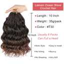 Leeven 10 Inch 8 Packs Boho Ocean Wave Crochet Hair Pre Looped Ombre Brown Curly Crochet Hair Short Ocean Braids Pre Twisted Synthetic Deep Wavy Crochet Hair for Women