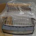 KitchenAid Large Capacity Full Size Rust Resistant Dish Rack with Angled Drain Board and Removable Flatware Caddy, Light Grey (Gray)